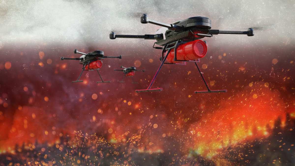 Drone hits firefighting plane